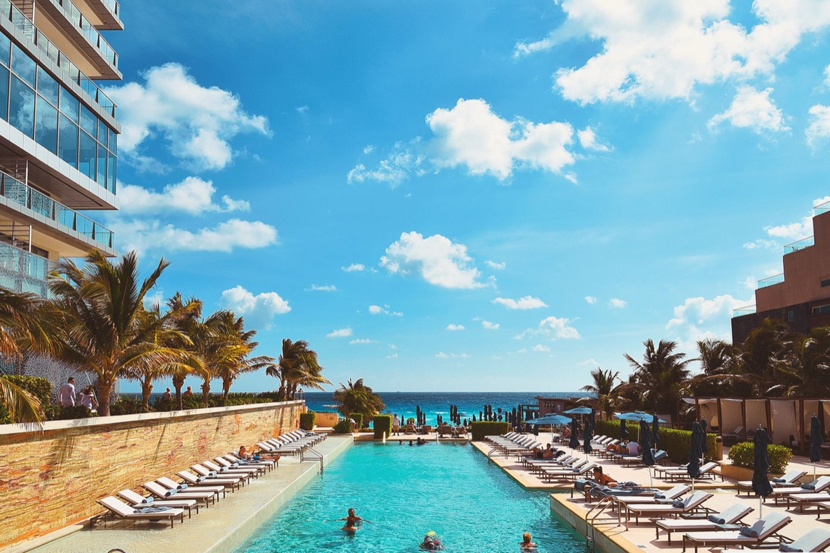 Cancun family resort with pool and beach