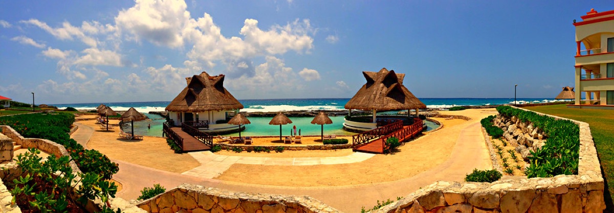 Cancun beach with sunset