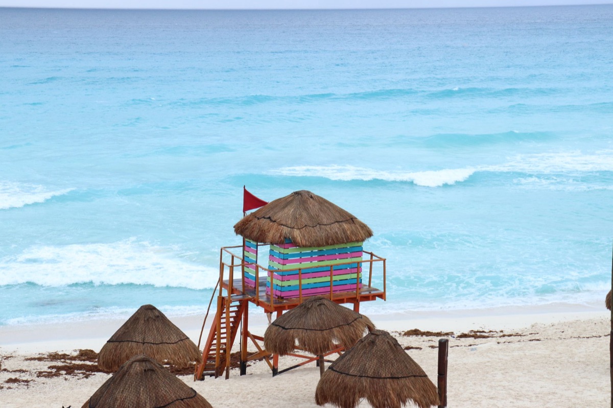 Cancun hurricane preparedness box with items and labels