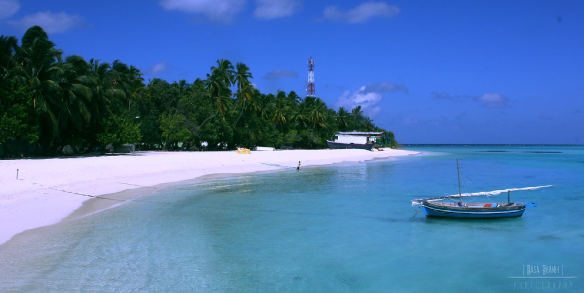 White sand beach with turquoise water
