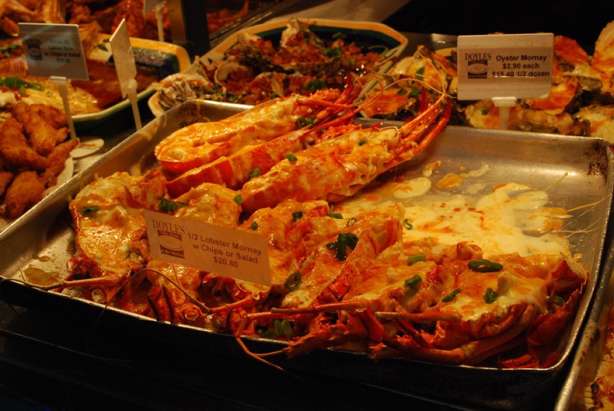 Local fish market with seafood in Cancun