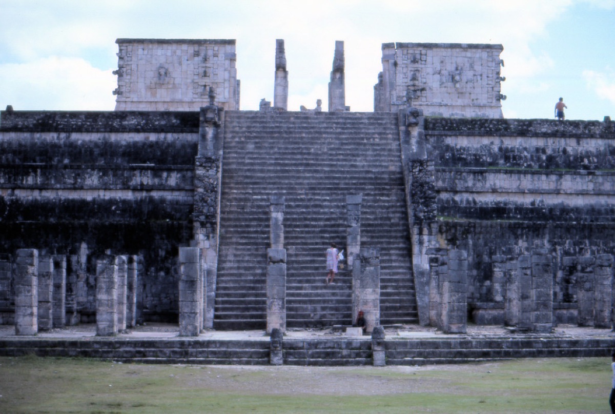 Chichen Itza temple steps in sunlight