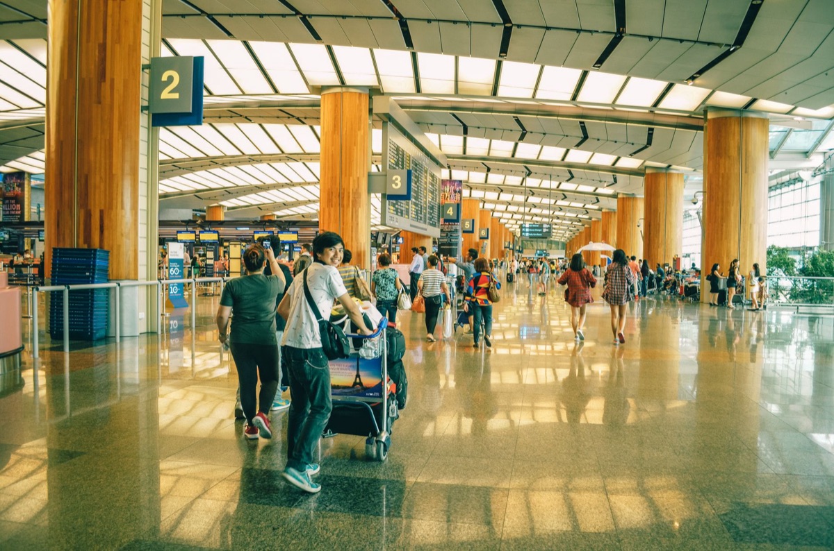 luggage cart at Cancun airport terminal